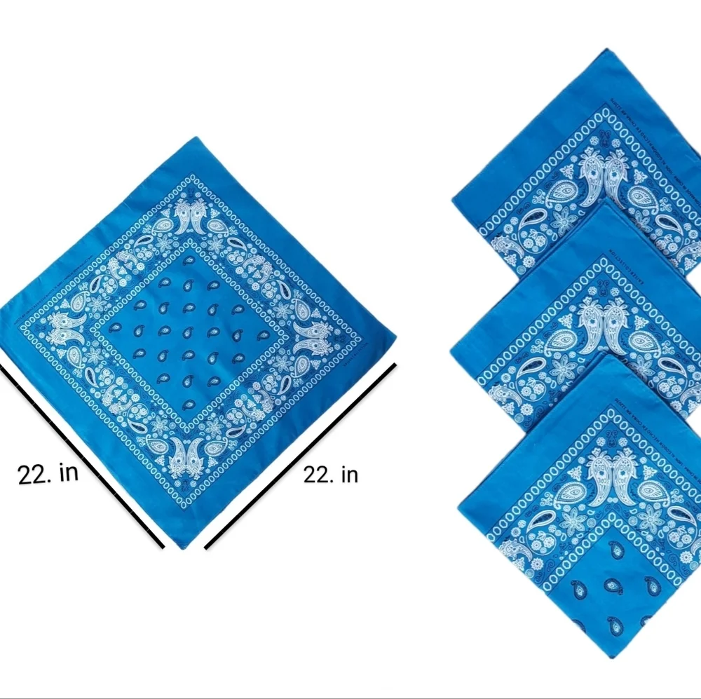 3 Piece Classic Bandana Scarf for Hair Neck and Head New Turquoise 100% Cotton